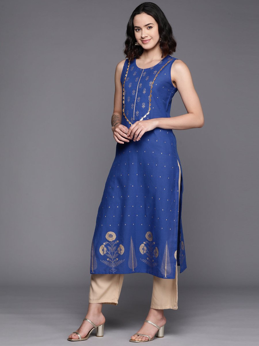 Ahalyaa Floral Printed Gotta Patti Pure Cotton Kurta | Grocsy