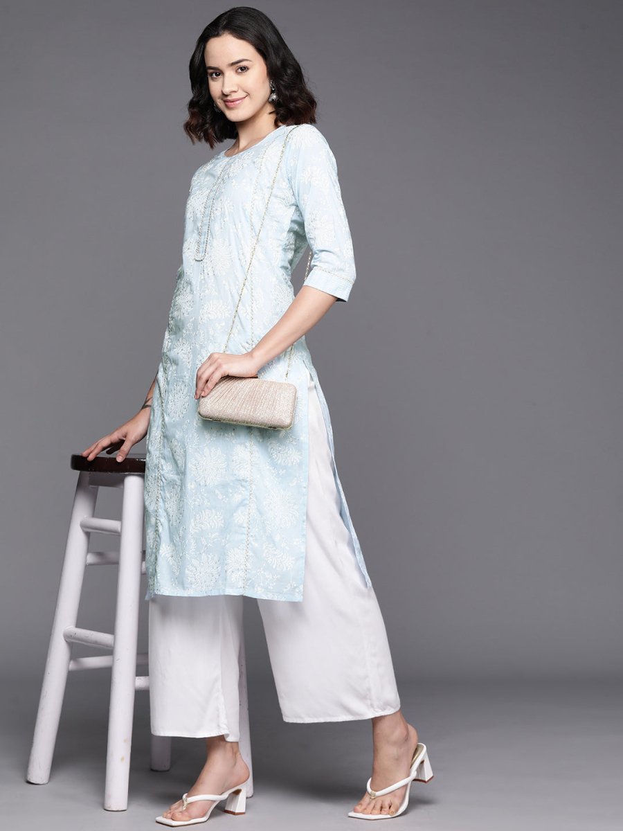 Ahalyaa Floral Block Print Pure Cotton Kurta | Grocsy