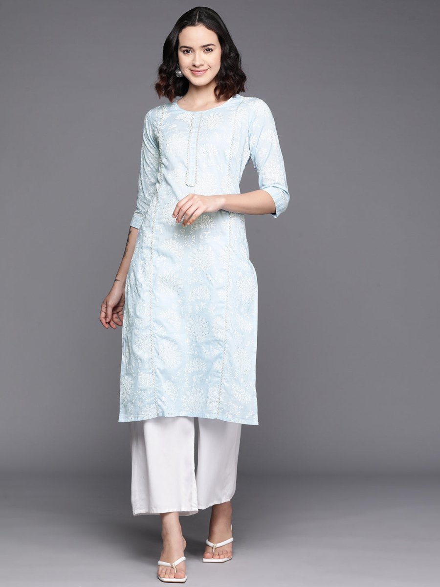 Ahalyaa Floral Block Print Pure Cotton Kurta | Grocsy