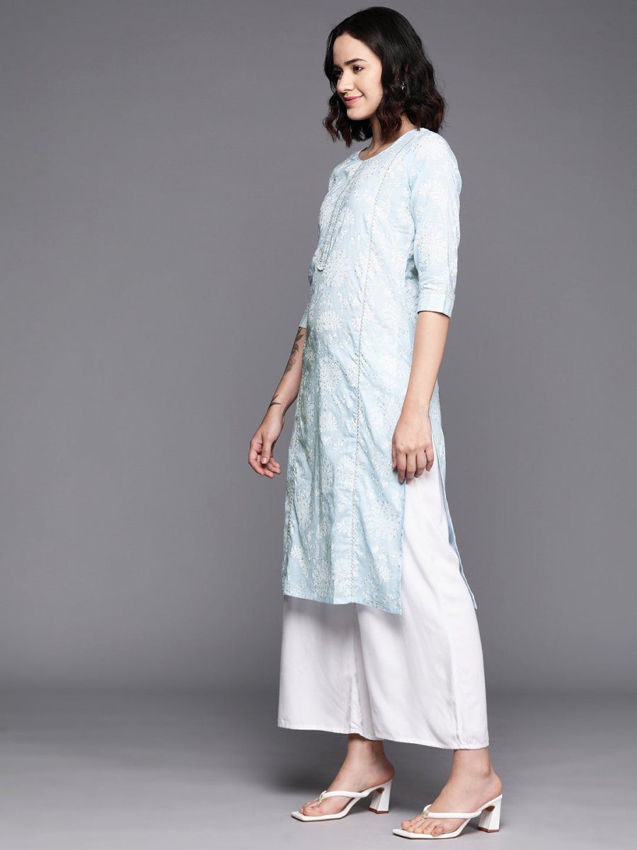 Ahalyaa Floral Block Print Pure Cotton Kurta | Grocsy