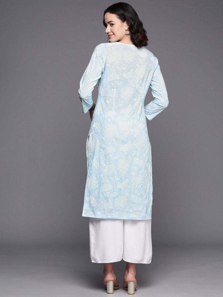 Ahalyaa Floral Printed Zari Pure Cotton Kurta | Grocsy