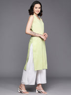 Ahalyaa Women Striped Gotta Patti Pastel Pure Cotton Kurta | Grocsy