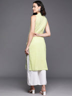 Ahalyaa Women Striped Gotta Patti Pastel Pure Cotton Kurta | Grocsy