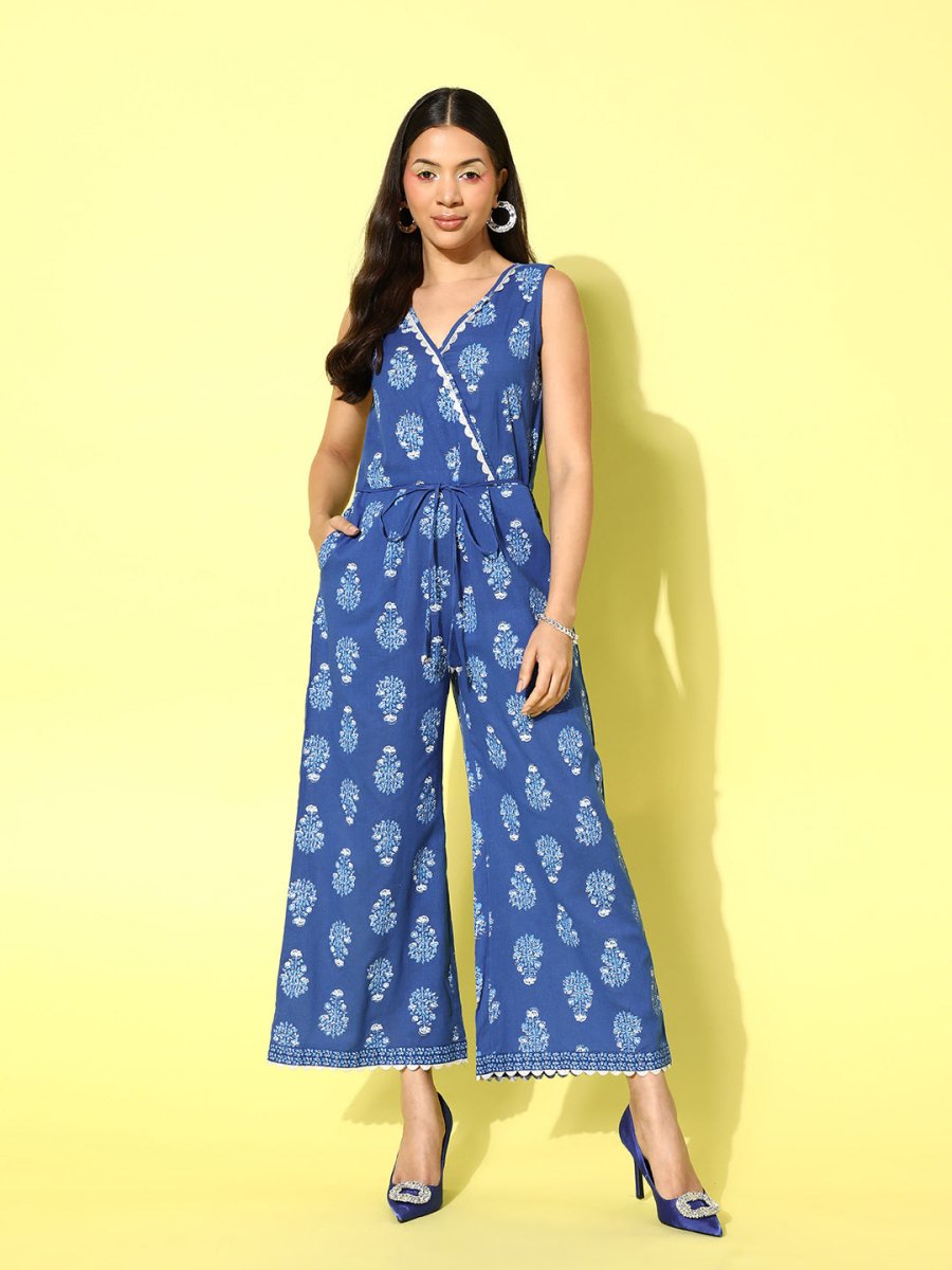 Ahalyaa Printed Cotton Basic Jumpsuit | Grocsy