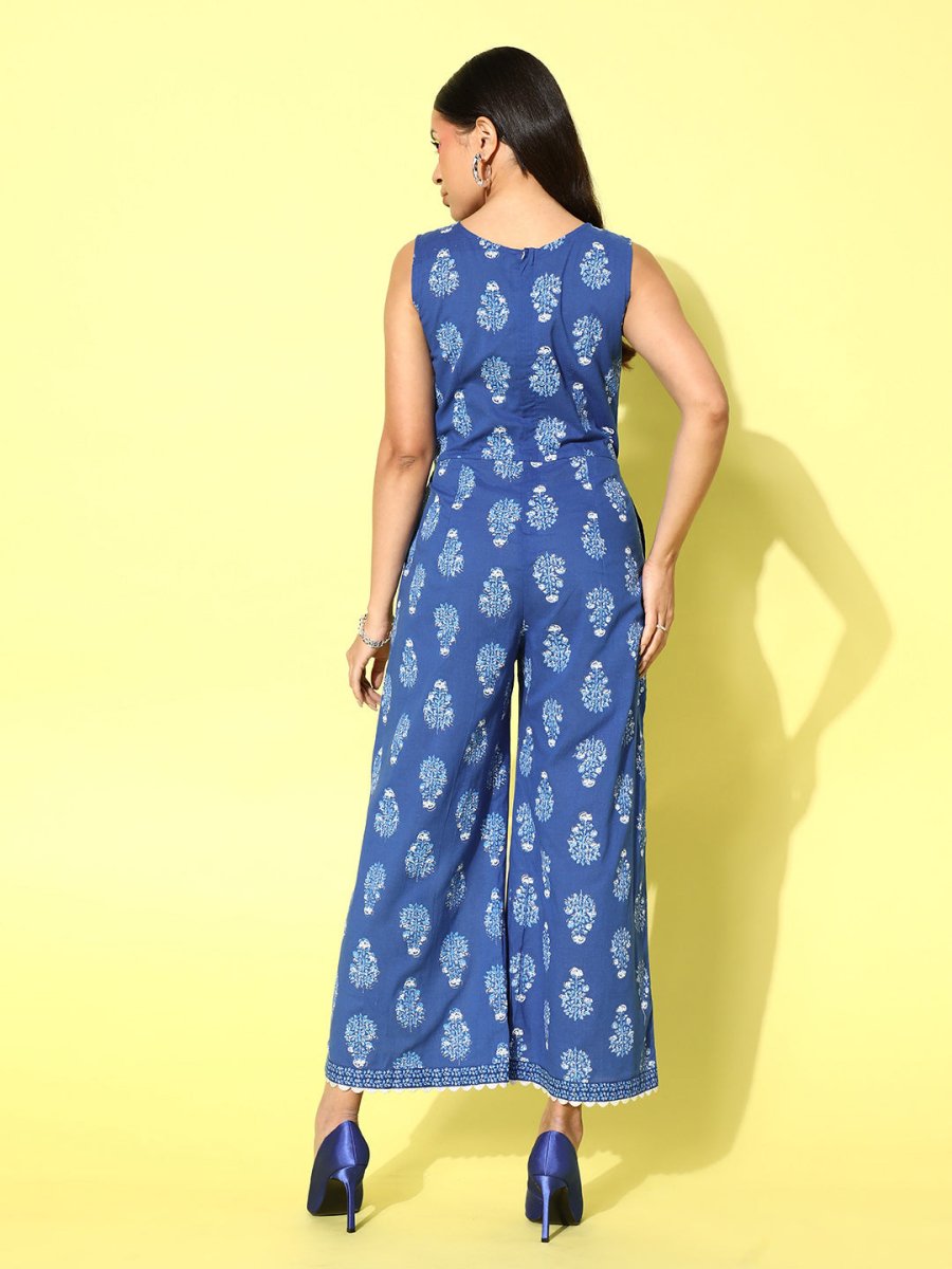 Ahalyaa Printed Cotton Basic Jumpsuit | Grocsy