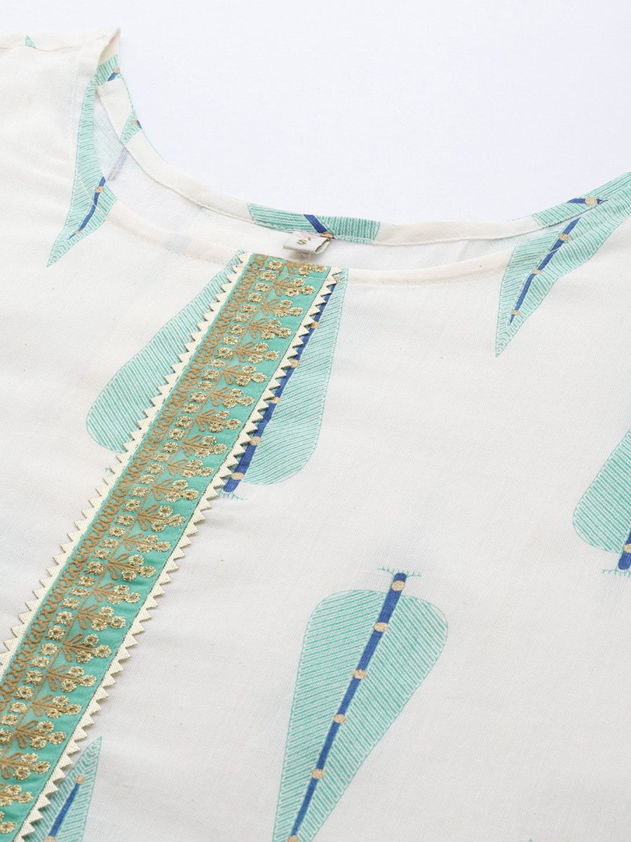 Ahalyaa Printed Embroidered Ethnic Tunic | Grocsy