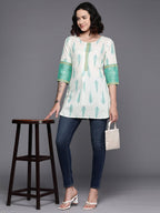 Ahalyaa Printed Embroidered Ethnic Tunic | Grocsy