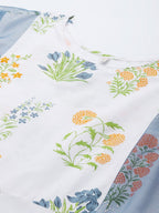 Ahalyaa Women White & Blue Printed A-Line Kurta | Grocsy