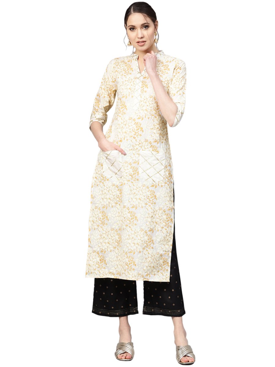 Ahalyaa Women's Straight Cotton Kurta | Grocsy