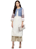 Ahalyaa Printed Straight Cotton Blend Kurta with koti Jacket | Grocsy