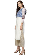 Ahalyaa Printed Straight Cotton Blend Kurta with koti Jacket | Grocsy
