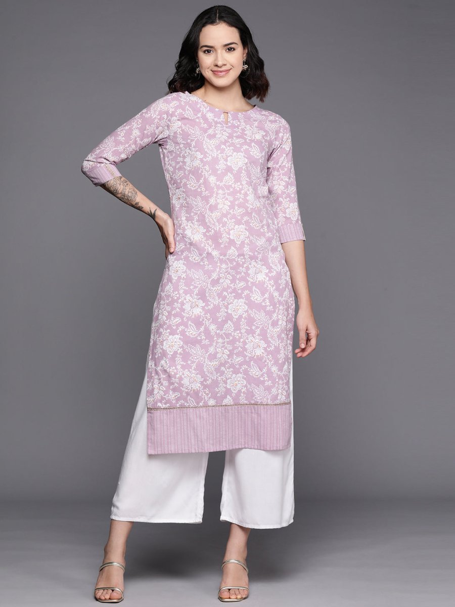 Ahalyaa Floral Printed Pure Cotton Kurta | Grocsy