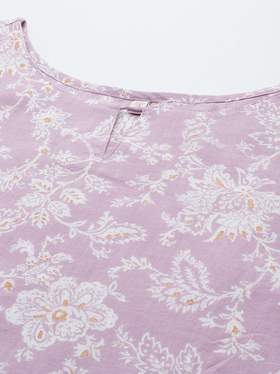 Ahalyaa Floral Printed Pure Cotton Kurta | Grocsy