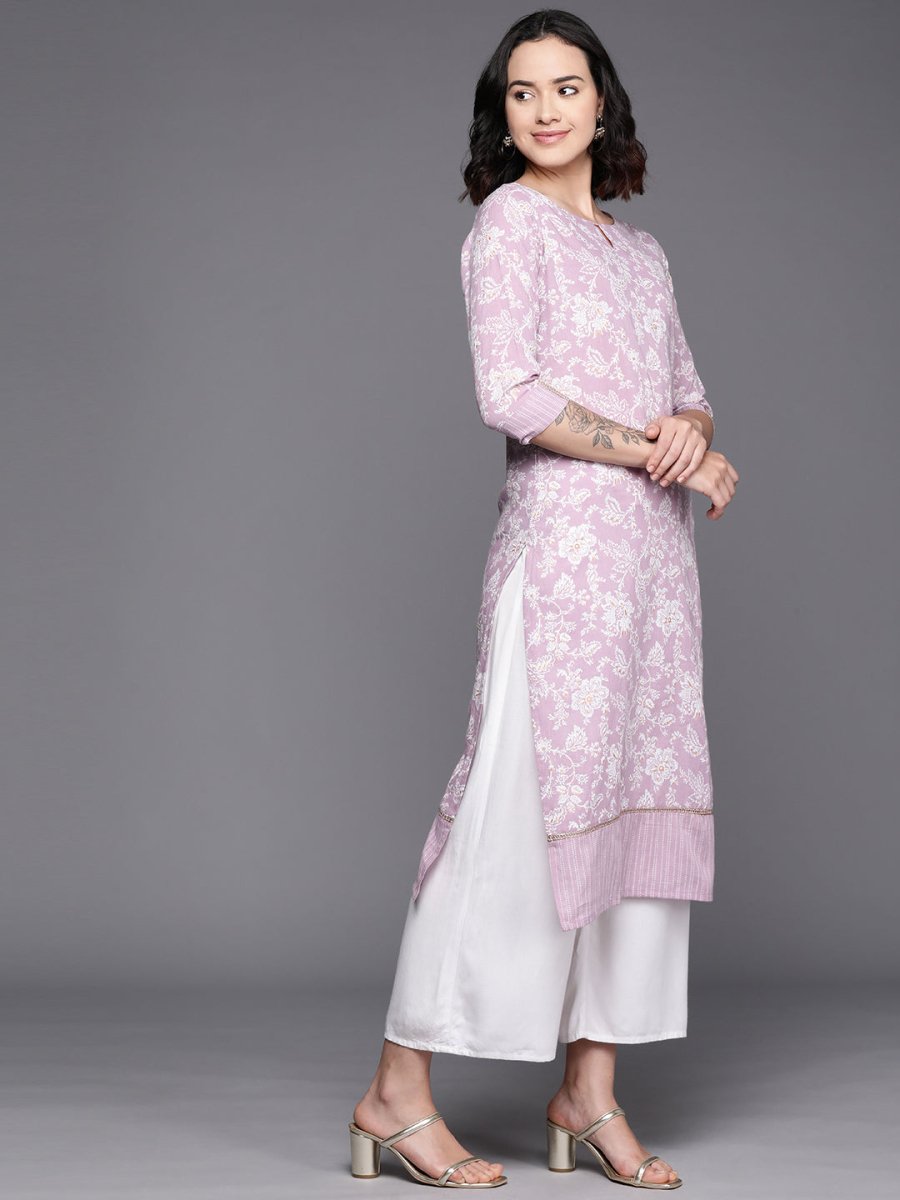 Ahalyaa Floral Printed Pure Cotton Kurta | Grocsy