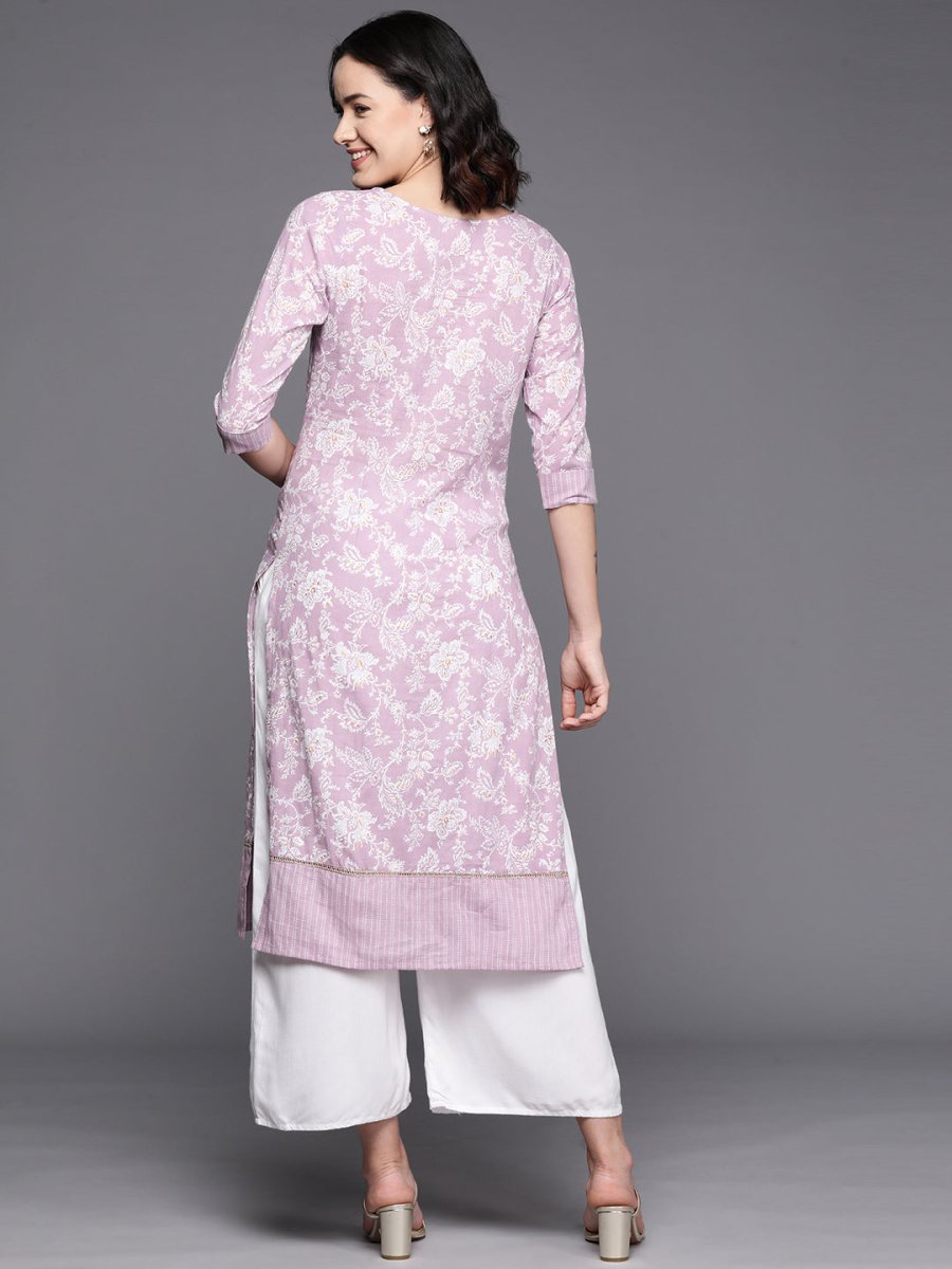 Ahalyaa Floral Printed Pure Cotton Kurta | Grocsy