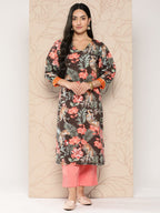 Ahalyaa Women Floral Printed Gotta Patti Crepe Kurta | Grocsy
