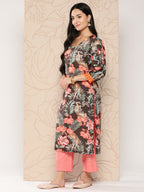 Ahalyaa Women Floral Printed Gotta Patti Crepe Kurta | Grocsy