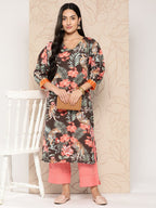 Ahalyaa Women Floral Printed Gotta Patti Crepe Kurta | Grocsy