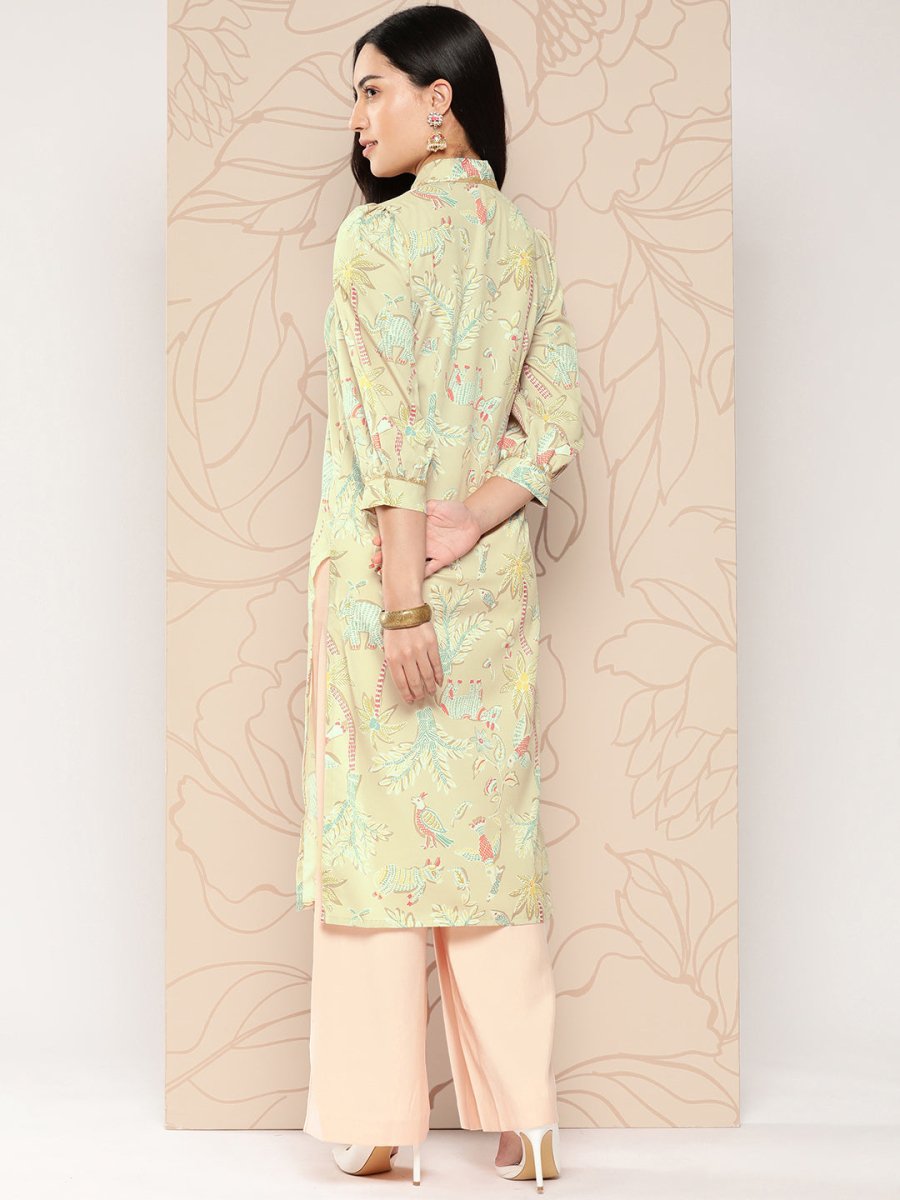 Ahalyaa Women Floral Printed Gotta Patti Crepe Kurta | Grocsy