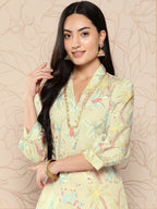 Ahalyaa Women Floral Printed Gotta Patti Crepe Kurta | Grocsy