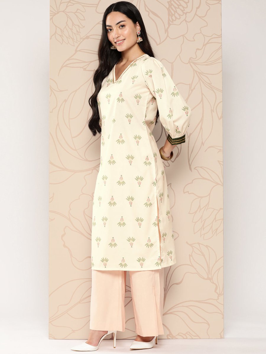 Ahalyaa Women Floral Printed Gotta Patti Crepe Kurta | Grocsy