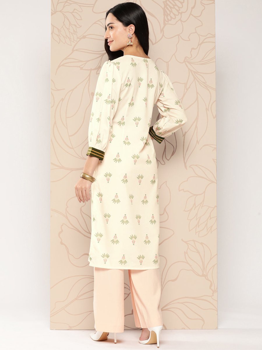 Ahalyaa Women Floral Printed Gotta Patti Crepe Kurta | Grocsy