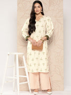 Ahalyaa Women Floral Printed Gotta Patti Crepe Kurta | Grocsy
