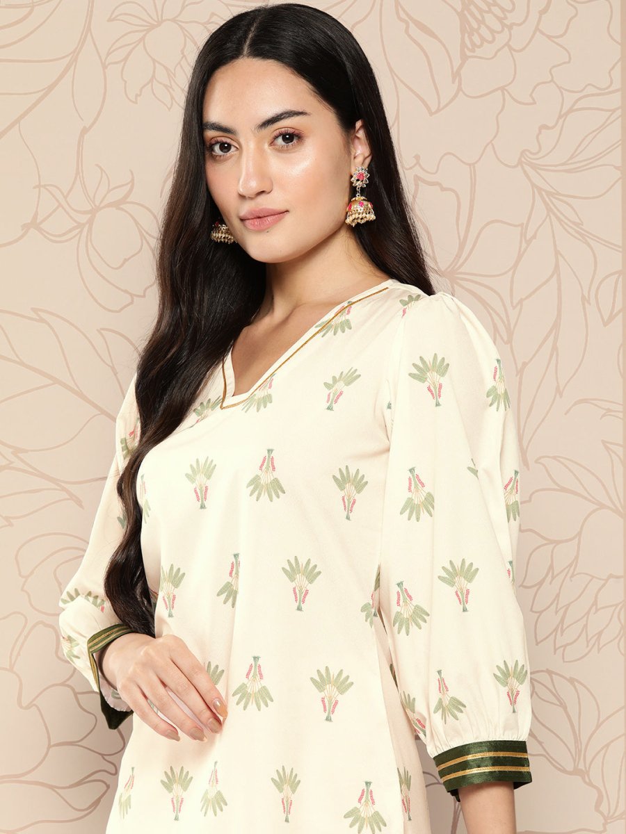 Ahalyaa Women Floral Printed Gotta Patti Crepe Kurta | Grocsy
