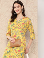Ahalyaa Women Floral Printed Gotta Patti Crepe Kurta | Grocsy
