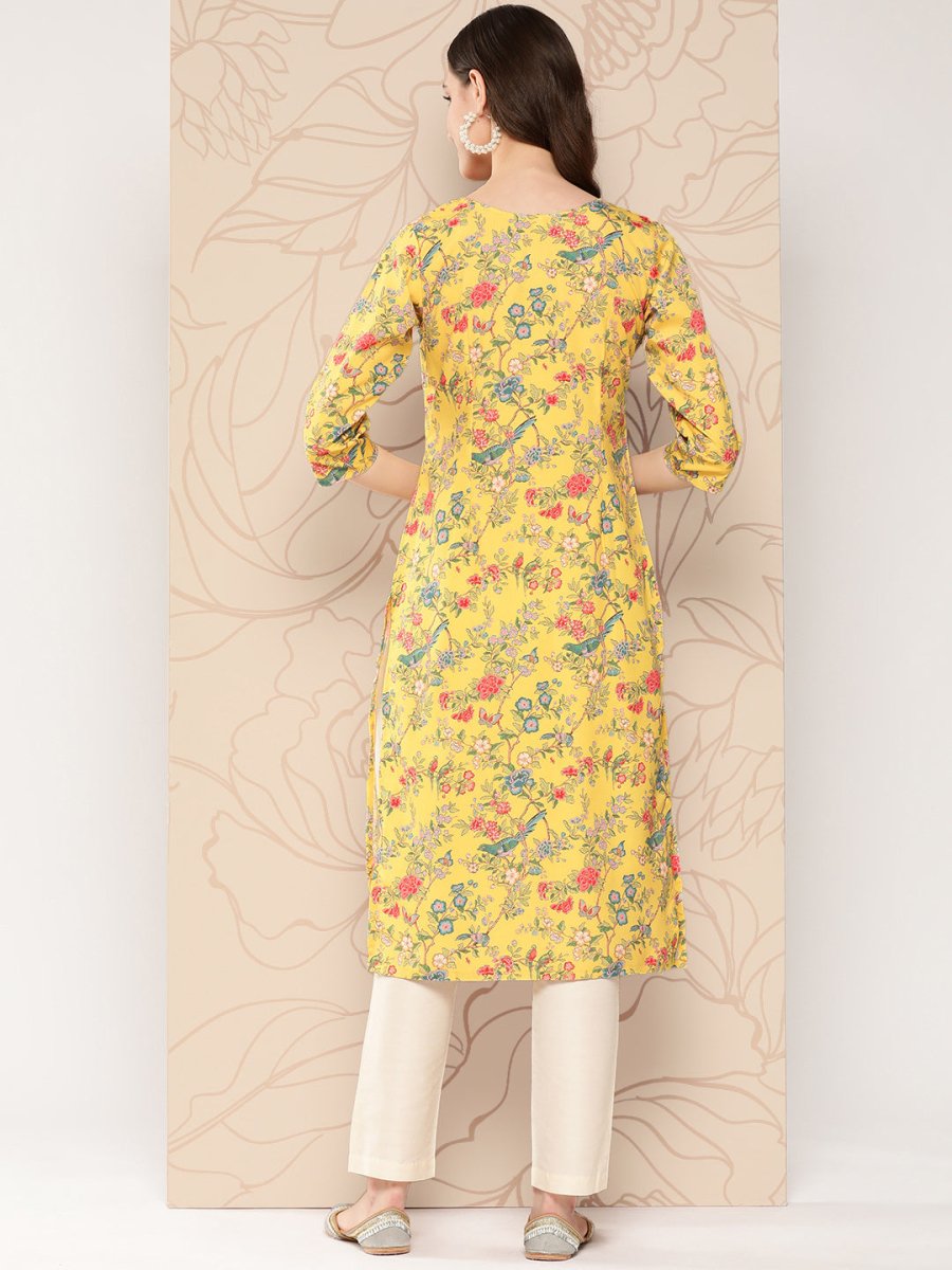 Ahalyaa Women Floral Printed Gotta Patti Crepe Kurta | Grocsy