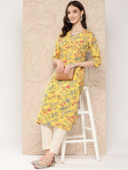 Ahalyaa Women Floral Printed Gotta Patti Crepe Kurta | Grocsy