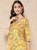 Ahalyaa Women Floral Printed Gotta Patti Crepe Kurta | Grocsy