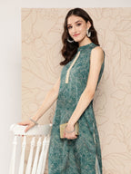 Ahalyaa Women Floral Printed Gotta Patti Crepe Kurta | Grocsy