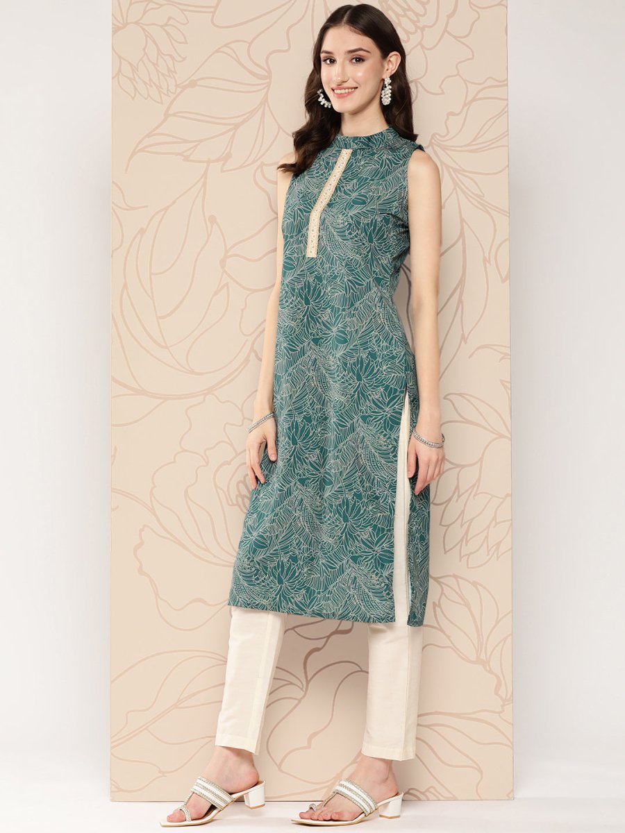 Ahalyaa Women Floral Printed Gotta Patti Crepe Kurta | Grocsy