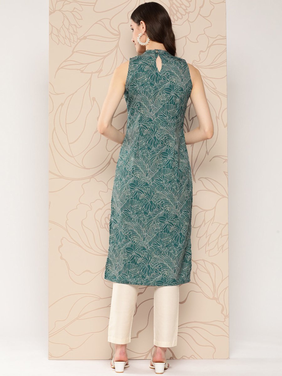 Ahalyaa Women Floral Printed Gotta Patti Crepe Kurta | Grocsy