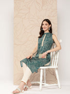 Ahalyaa Women Floral Printed Gotta Patti Crepe Kurta | Grocsy