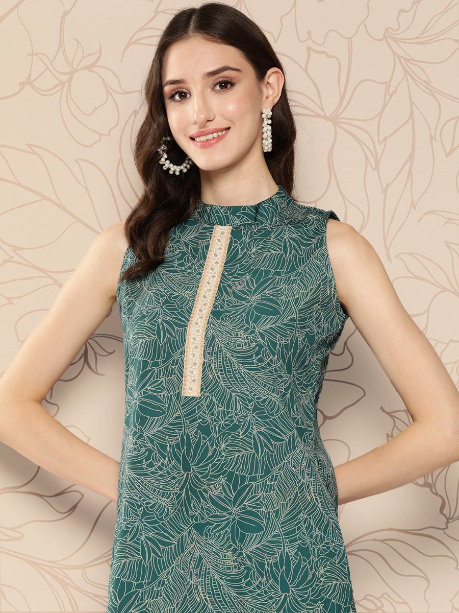 Ahalyaa Women Floral Printed Gotta Patti Crepe Kurta | Grocsy