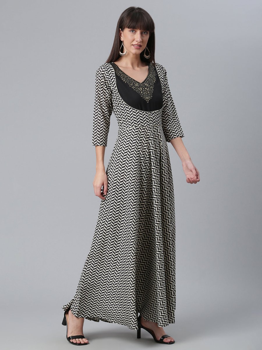 Ahalyaa Crepe Black Digital Printed Kurti | Grocsy