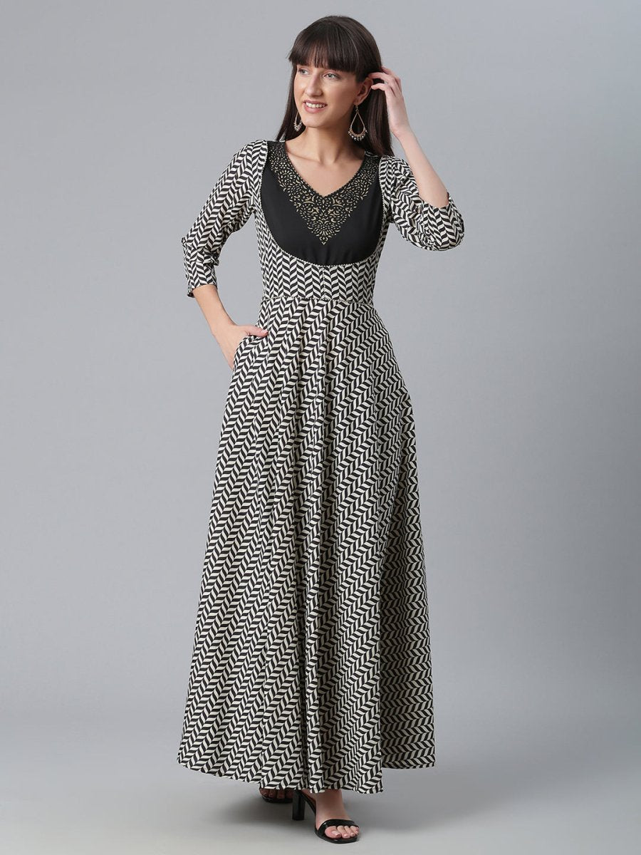 Ahalyaa Crepe Black Digital Printed Kurti | Grocsy