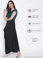 Ahalyaa Women Black & Green Colourblocked A-Line Kurta | Grocsy