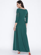 Ahalyaa Women Green Solid Beautiful Maxi Dress | Grocsy