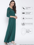 Ahalyaa Women Green Solid Beautiful Maxi Dress | Grocsy
