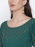 Ahalyaa Women Green Solid Beautiful Maxi Dress | Grocsy