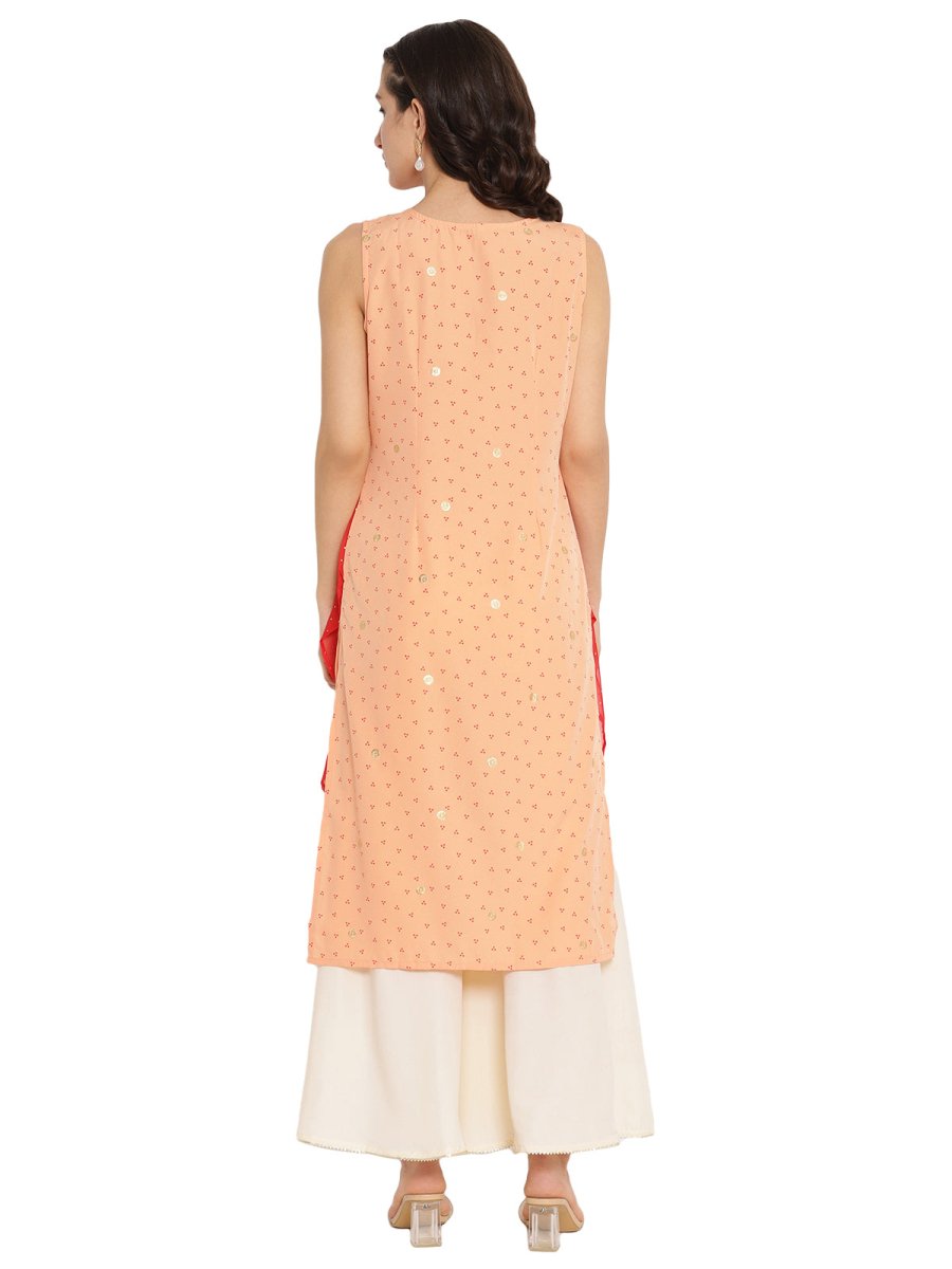 Ahalyaa Printed Kurta With Attached Shrug | Grocsy