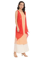 Ahalyaa Printed Kurta With Attached Shrug | Grocsy