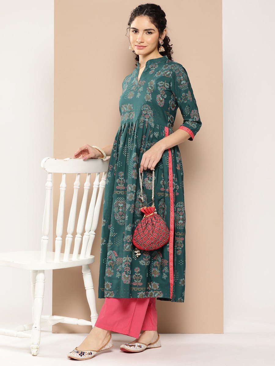 Ahalyaa Women Floral Printed Floral Crepe Kurta | Grocsy