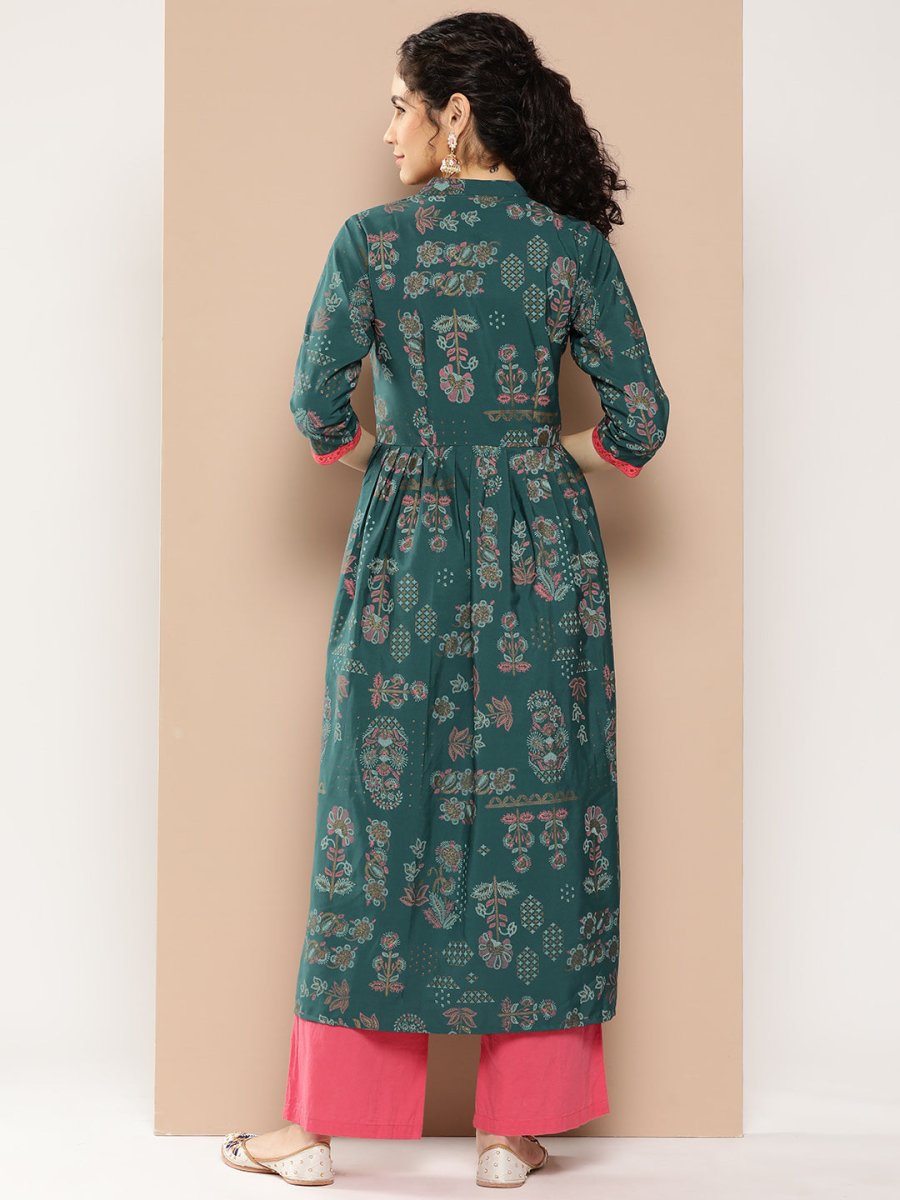 Ahalyaa Women Floral Printed Floral Crepe Kurta | Grocsy
