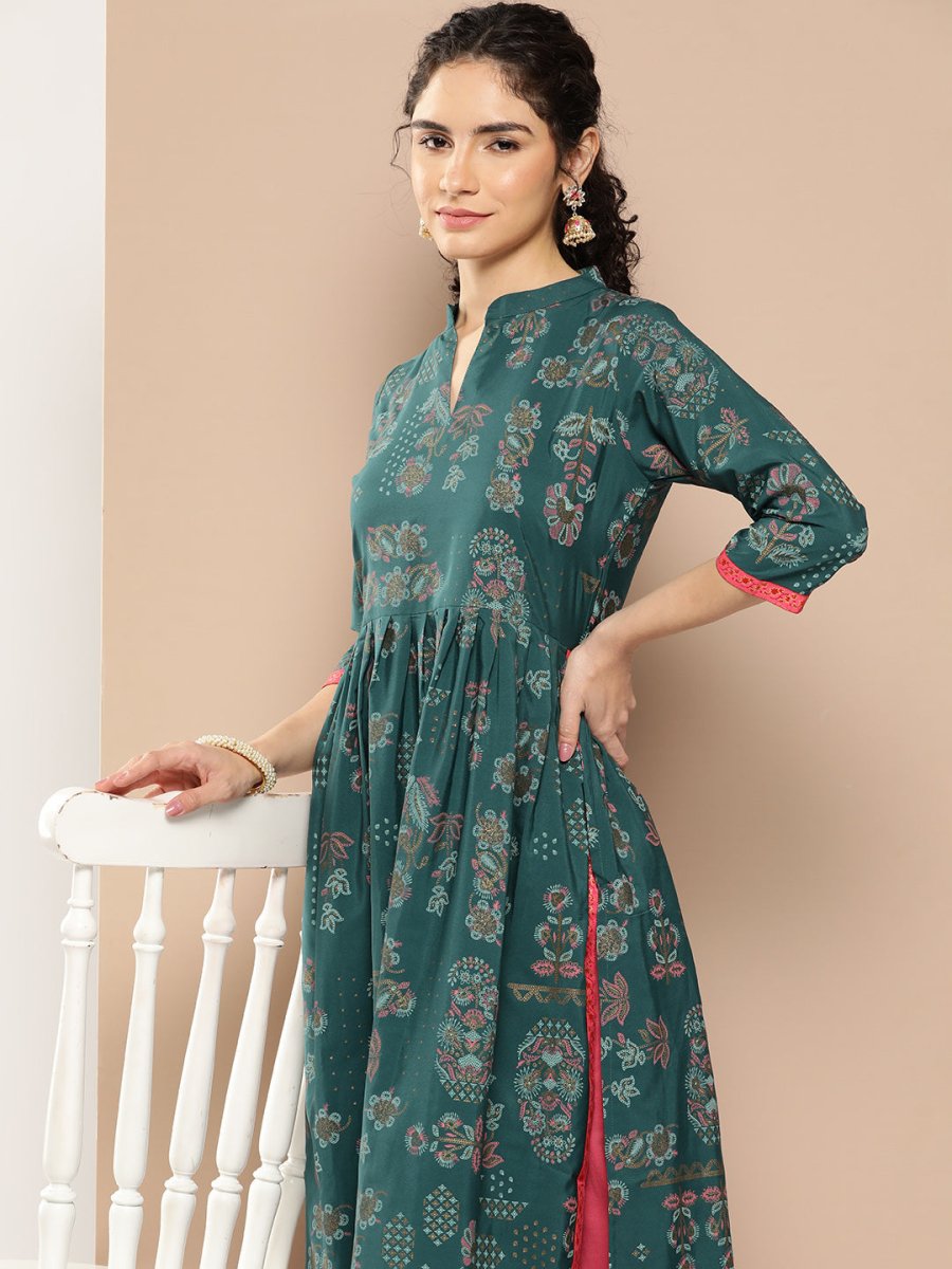 Ahalyaa Women Floral Printed Floral Crepe Kurta | Grocsy