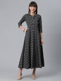 Ahalyaa Crepe Black Printed Kurta | Grocsy