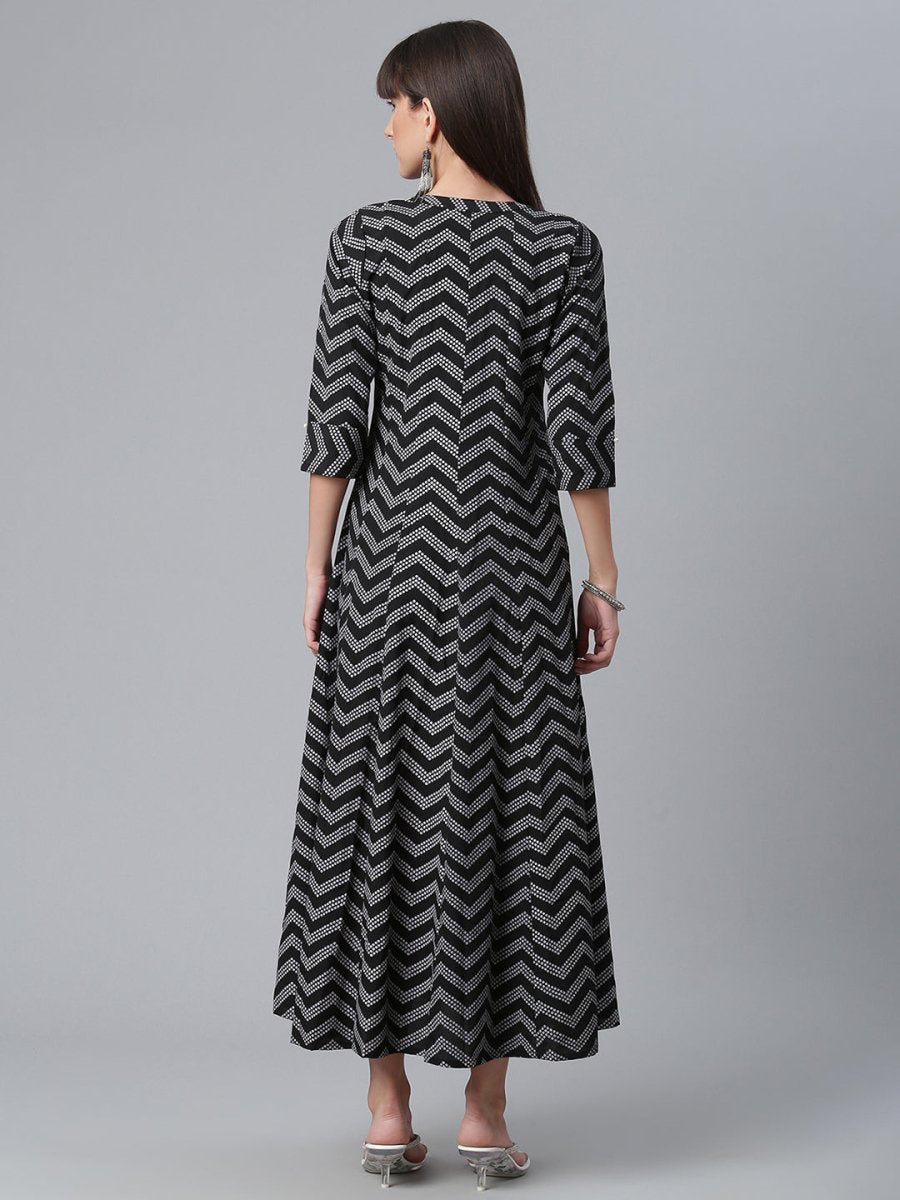 Ahalyaa Crepe Black Printed Kurta | Grocsy